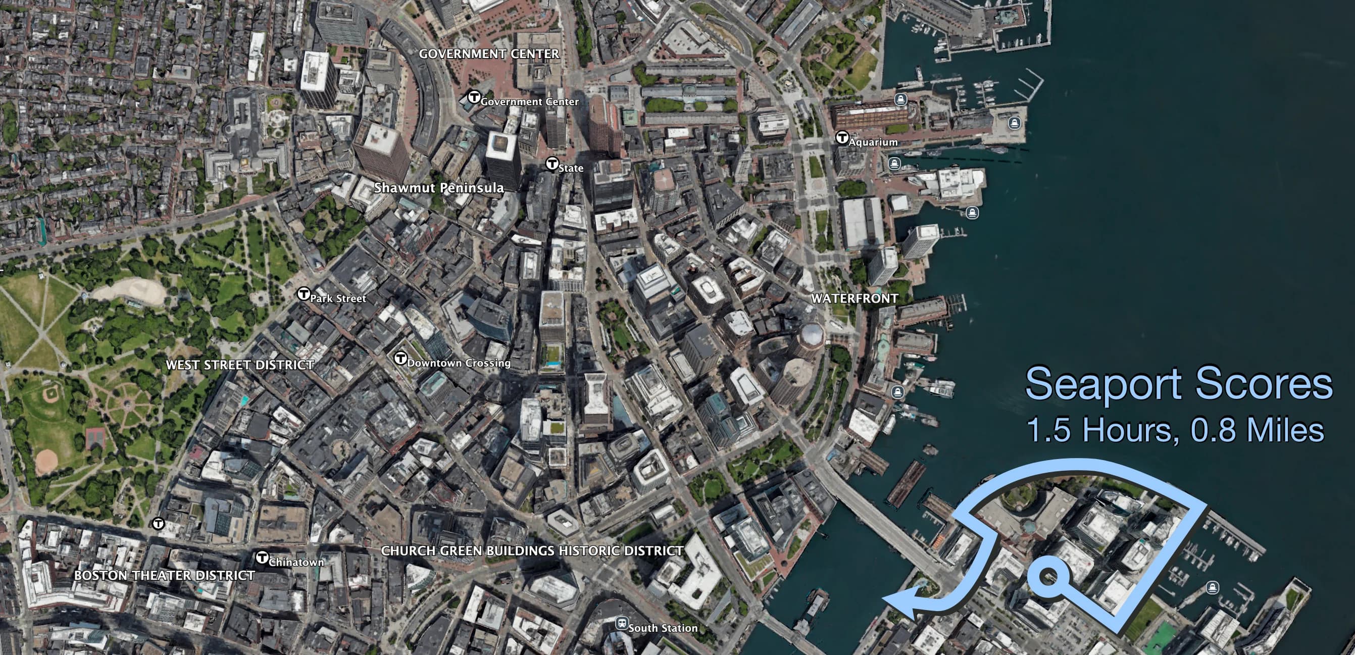 Map of the Seaport Scores walking route